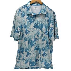 Scales Polo Shirt Mens XL Blue Coral Tropics TIDEWATER Logo Short Sleeve Coastal